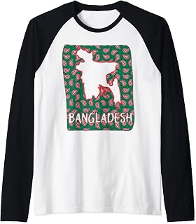Bangladesh map on Traditional Bengali floral pattern Raglan Baseball Tee
