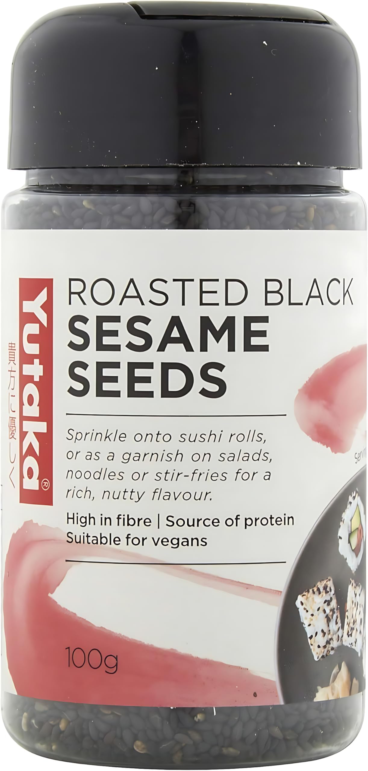Yutaka Roasted Black Sesame Seeds 100g | Vegan-Friendly Japanese Black Sesame | Bold Nutty Garnish for Sushi, Salads, Stir-Fries & Baking