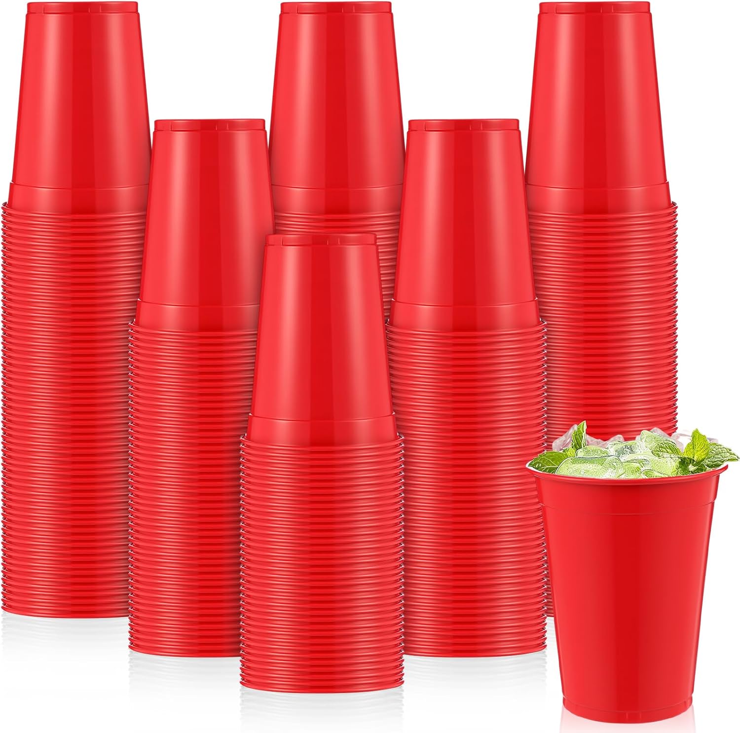 200 Pack Red 16 oz Plastic Cups Bulk for Party Disposable Heavy Duty Drinking Cups Stackable Red Plastic Beverage Tumblers for Picnics New Year Valentines Day Birthday Party Supplies