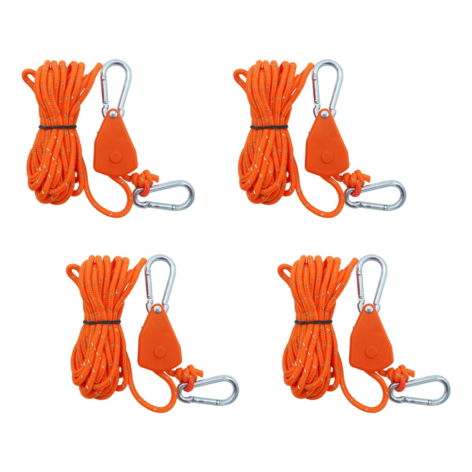 Llhong Orange 4 Pcs Reflective Tent Guy Ropes, 4Mm Cord Guy Ropes, Ratchet Rope