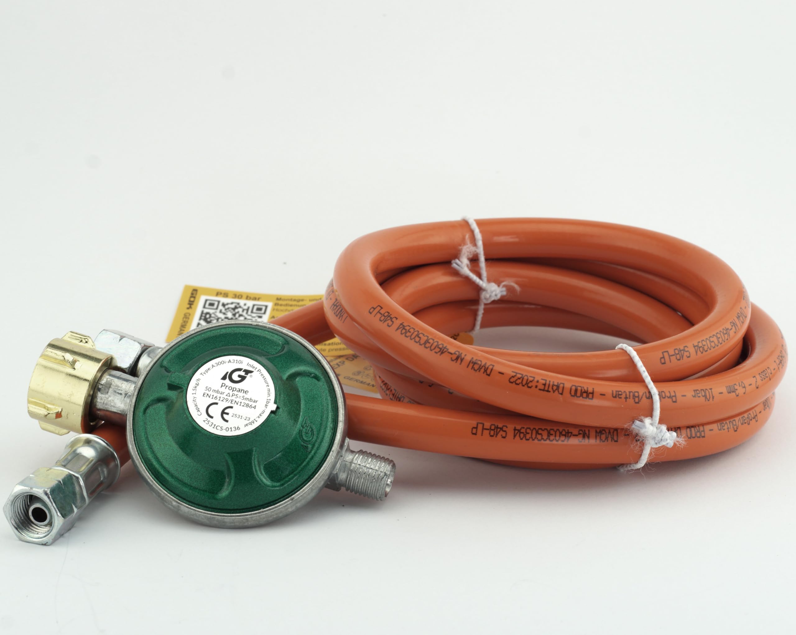 Kit de régulateur de pression de gaz avec autocollant de sécurité, ensemble de régulateur de pression de gaz avec tuyau de différentes longueurs pour réchauds à gaz, barbecues à gaz ou grils Paella