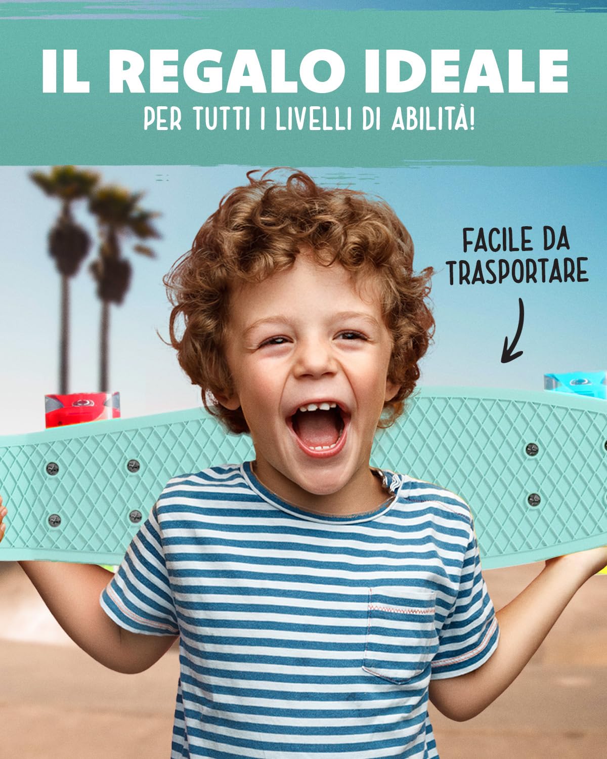 Deleven Skateboard 56cm con Ruote LED, Tool per Skate e Cuscinetti Abec 7 - Per Bambini Principianti Ragazze Ragazzi Adolescenti Adulti