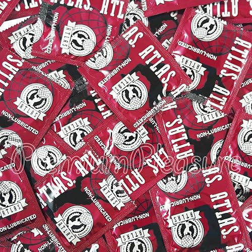 Atlas - Paquete de condones de látex no lubricados con un elegante estuche de bolsillo de latón 24 unidades