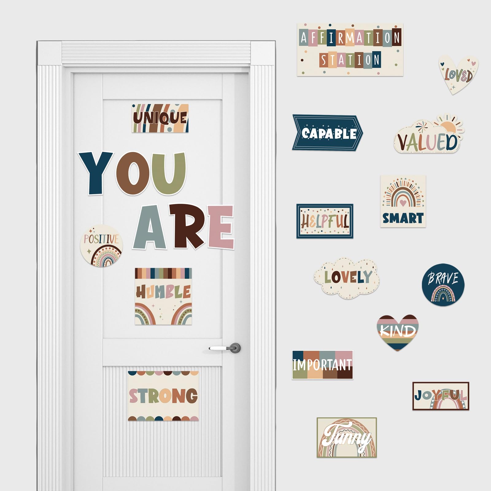 Boho-Pinnwand-Set Mit Positiven Affirmationen – Bunt, Wiederverwendbar, Inkl. 200 Klebepunkten