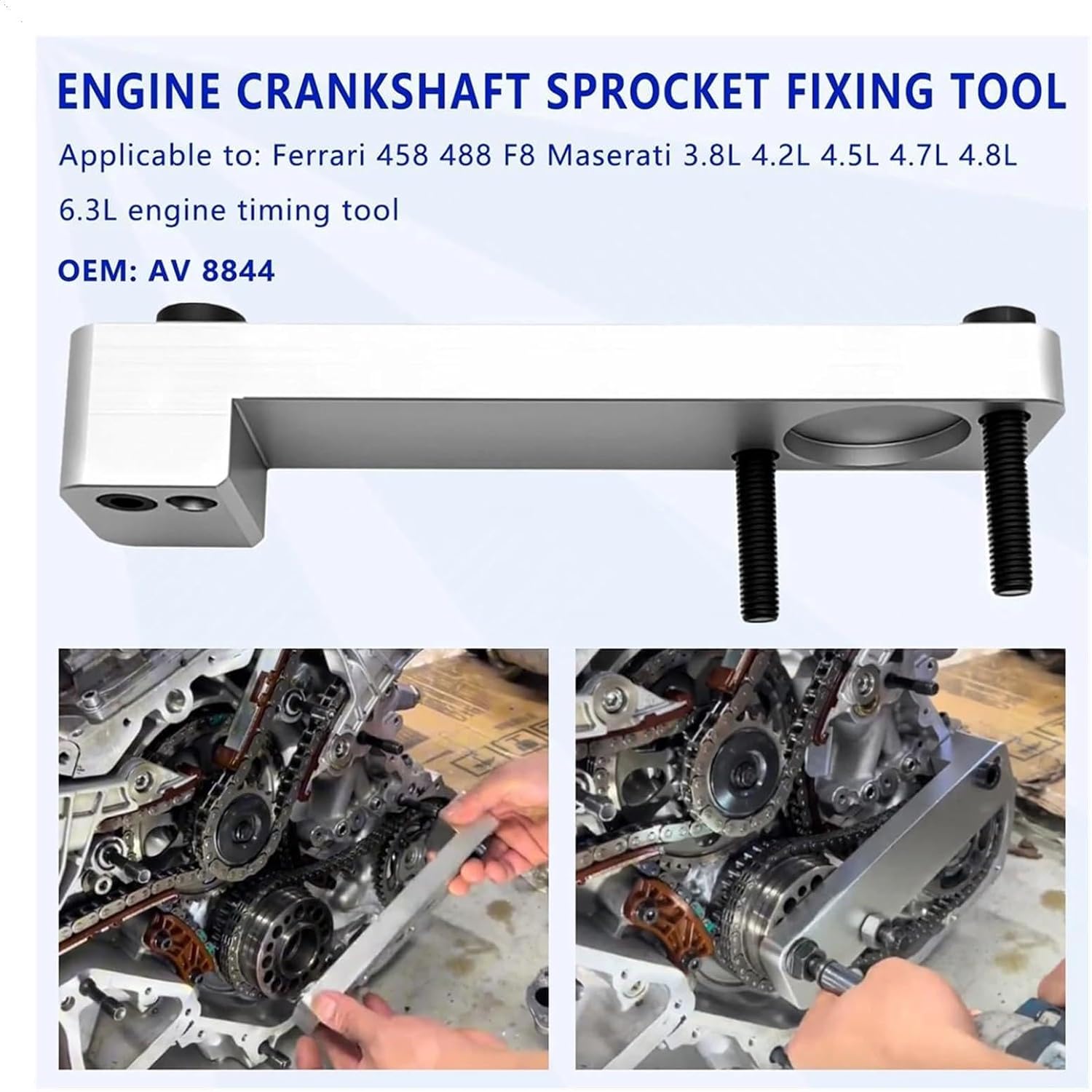 Engine Camshaft Locking Timing Tool Compatible with Maserati for President Geberit for Levante 3.8L 4.2L 4.5L .7L .8L 6.3L Compatible with Ferrari 458 488 F8