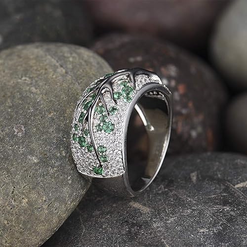 Miniatura 5 de Santuzza Anillo de plata de ley 925, anillo de cerezo de circonita cúbica para mujer, Circonita, plata de ley 925