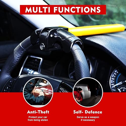 Miniatura 5 de lootaan - Cerradura para volante de automóvil, bloqueo antirrobo para volante, equipo de bloqueo de seguridad para automóvil, bloqueo de seguridad