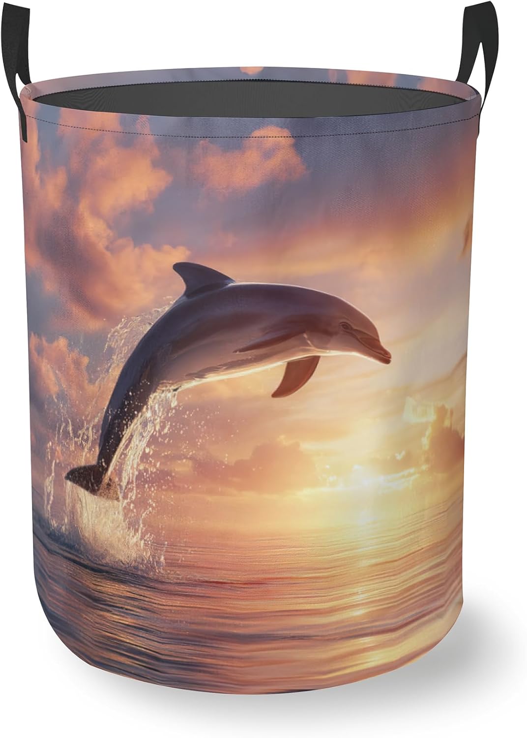 Laundry Hamper Foldable Oxford Cloth Dolphin Laundry Basket With Handle Portable Clothes Storage Organizer Basket Storage Bag For Laundry Room/Bedroom/Bathroom