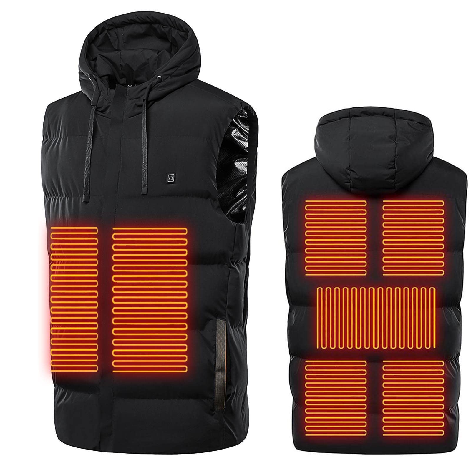 SYDUZAX Gilet Riscaldato con Cappuccio Uomo Donna 2024 Nuovo Offerte Controllo a Due Pulsanti 7 Zone di Riscaldamento Gilet Riscaldabile Inverno Caccia Moto Lavoro All'aperto Campeggio Ciclismo