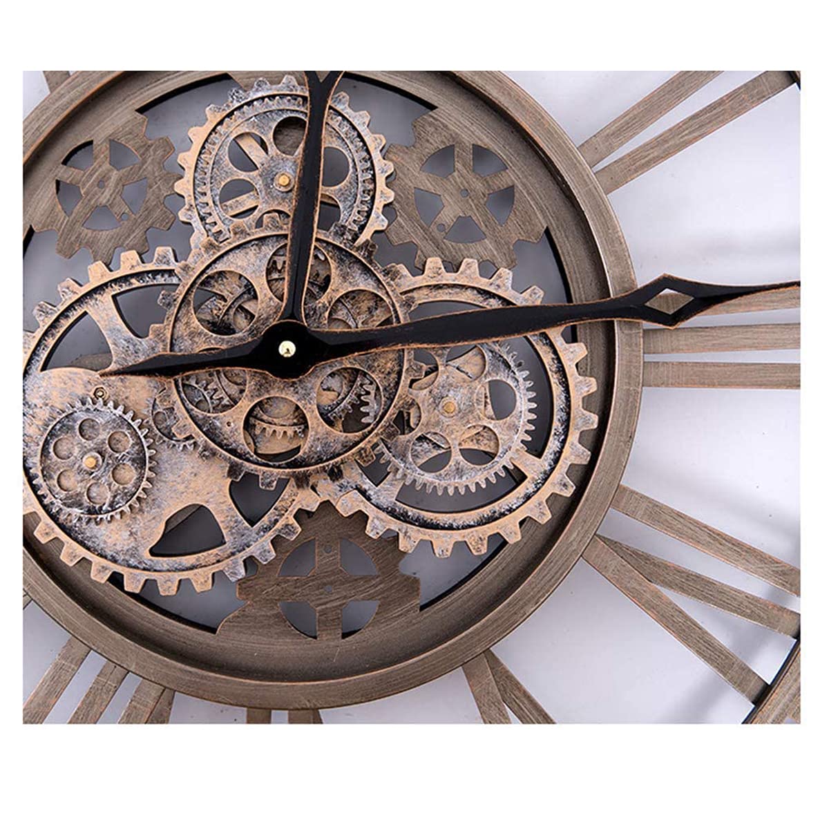 GJXJY Reloj de pared con engranajes móviles, reloj de pared vintage de 60 cm de diámetro, metal grande, estilo industrial 3D, retro, reloj de pared artístico europeo para salón, cocina, dormitorio,