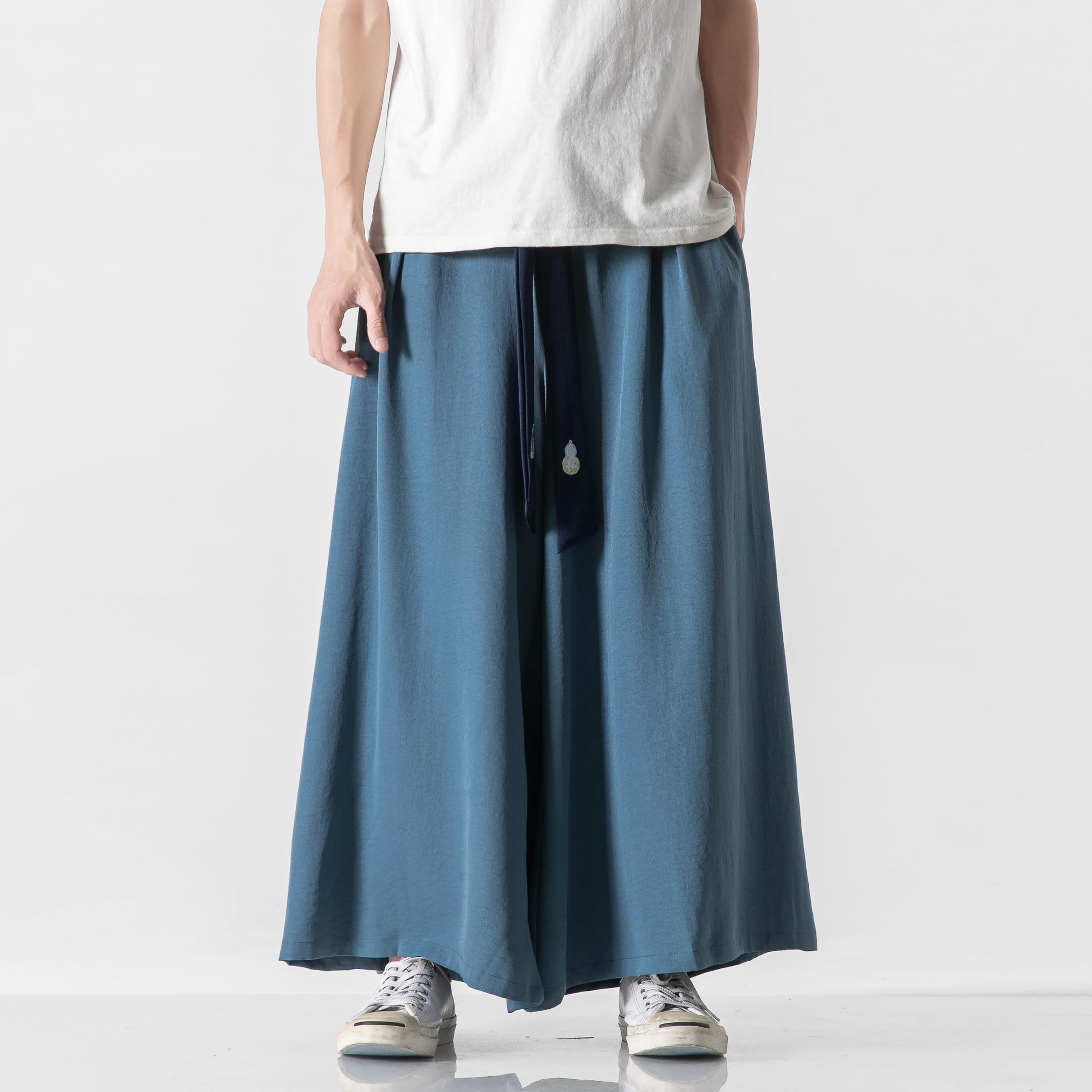 GURUNVANI Pantalones de yoga japoneses de pierna ancha para hombre, pantalones holgados de hip hop