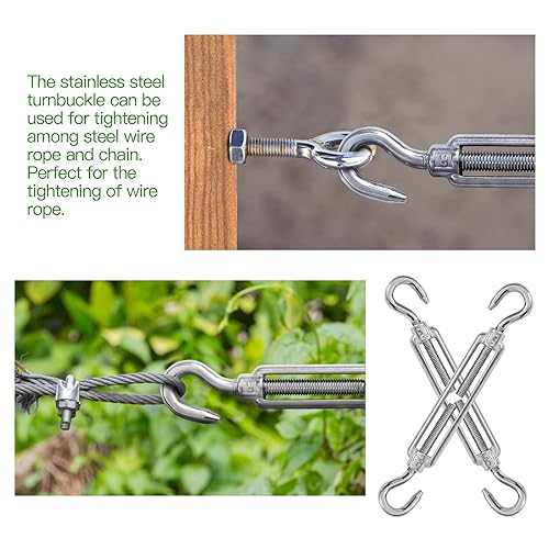 Miniatura 84 de Tensor de ojo y ojo M6, tensor de acero inoxidable 304 resistente tensión de cuerda de alambre 5 PC