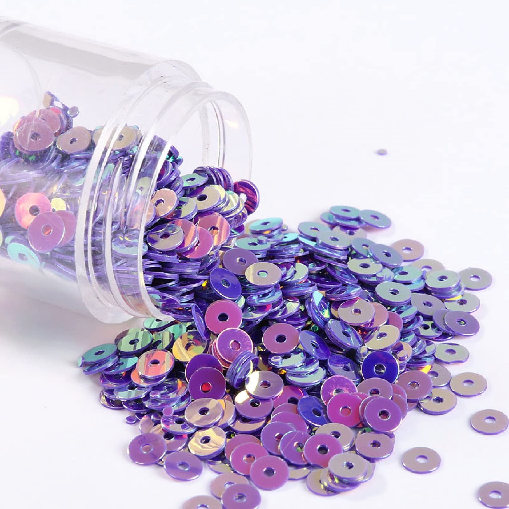 Luźne cekiny, Paillettes500 g DIY kolorowe cekiny przezroczyste okrągłe paillettes dekoracja paznokci manicure suknia ślubna akcesoria DIY materiał do szycia (fioletowy)