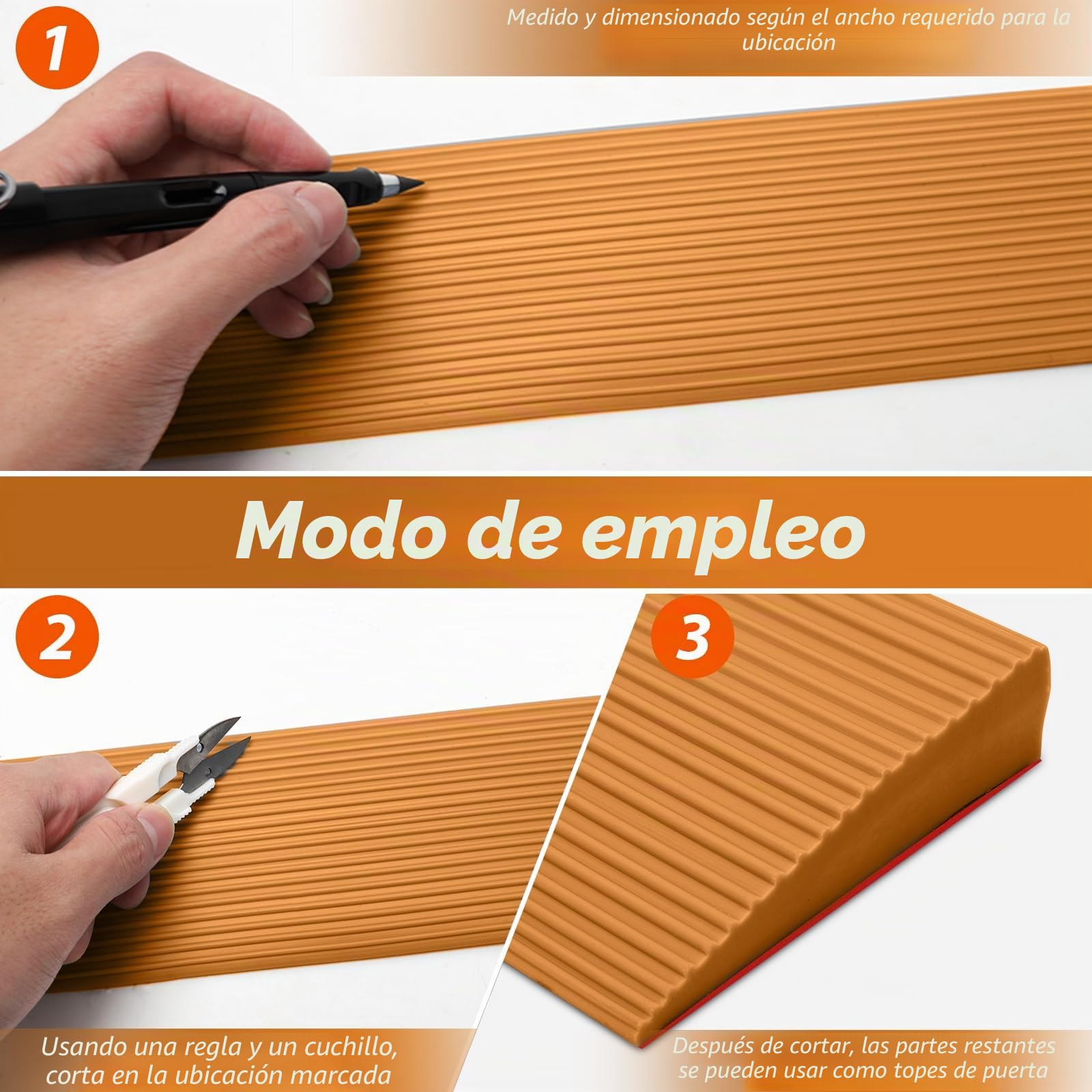 Rampa de PVC para silla de ruedas, superficie antideslizante, rampas para umbrales de puertas, rampa de umbral, rampa de goma. Rampa de acceso para silla de ruedas, cochecitos, andadores o patinetes