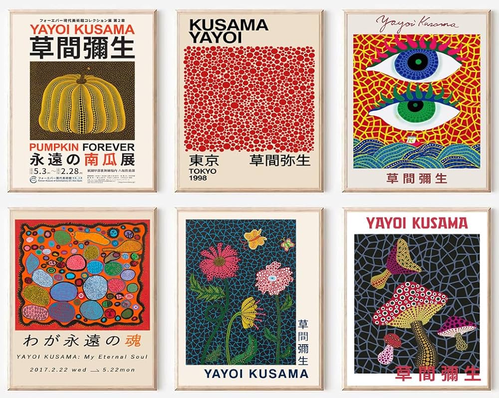 KBKBART Yayoi Kusama Wall Art Prints Set of 6, Abstract