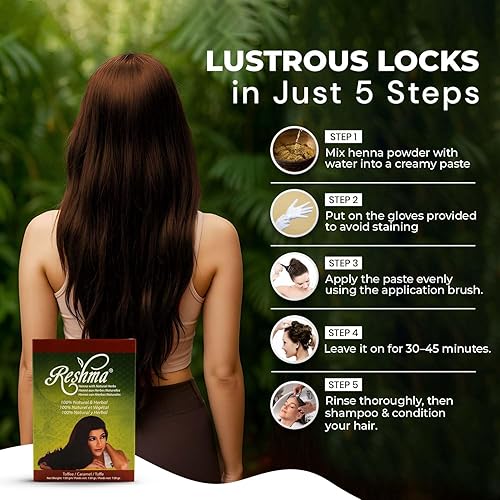 Miniatura 3 de Reshma Beauty Tinte clásico para el cabello de henna 100% natural, para cabello suave y brillante Color de cabello de henna, cobertura de canas