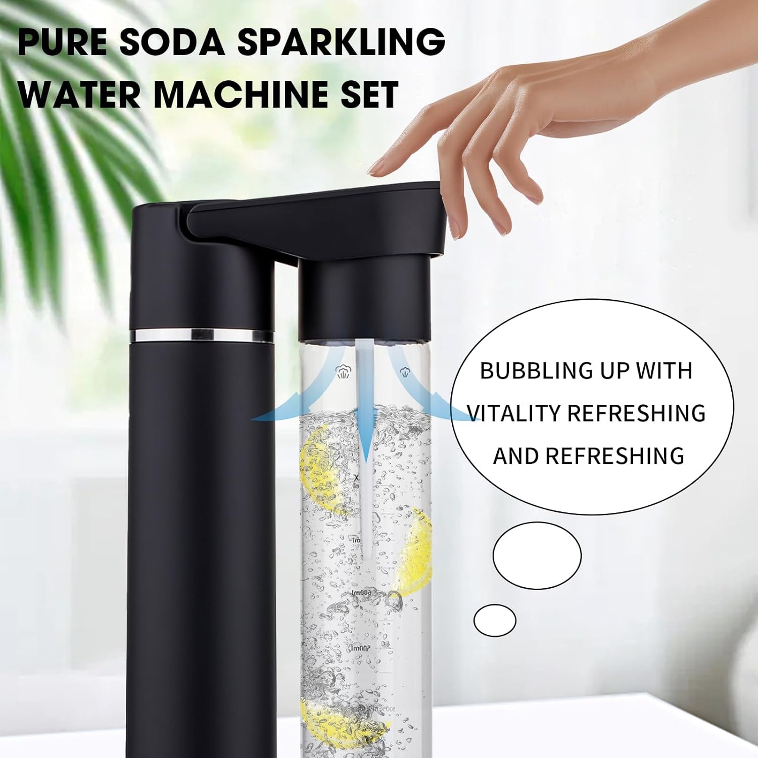 Sparkling Water Maker with BPA-Free Bottle, Soda Streaming Machine for Beverages, CO2 Cylinder Not Included