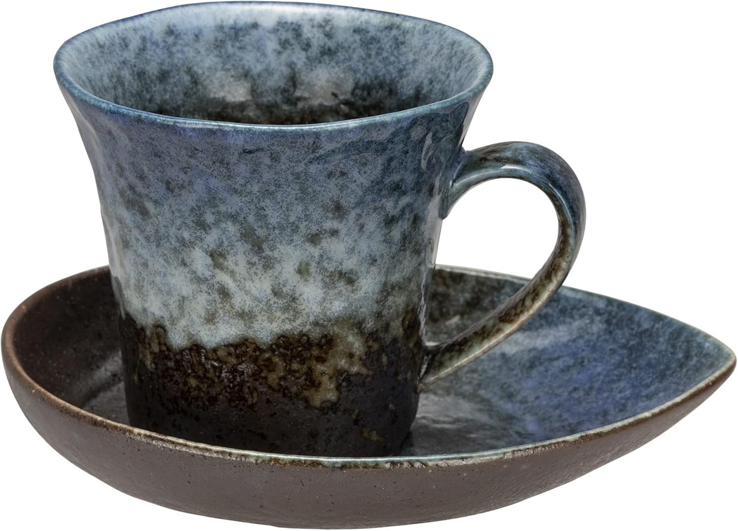 Ichiku Mino Ware 127-1502 Coffee Cup & Saucer Set, Coffee & Tea, Approx. 6.1 fl oz (175 ml), Microwave, Dishwasher Safe, Navy Blue, Made in Japan