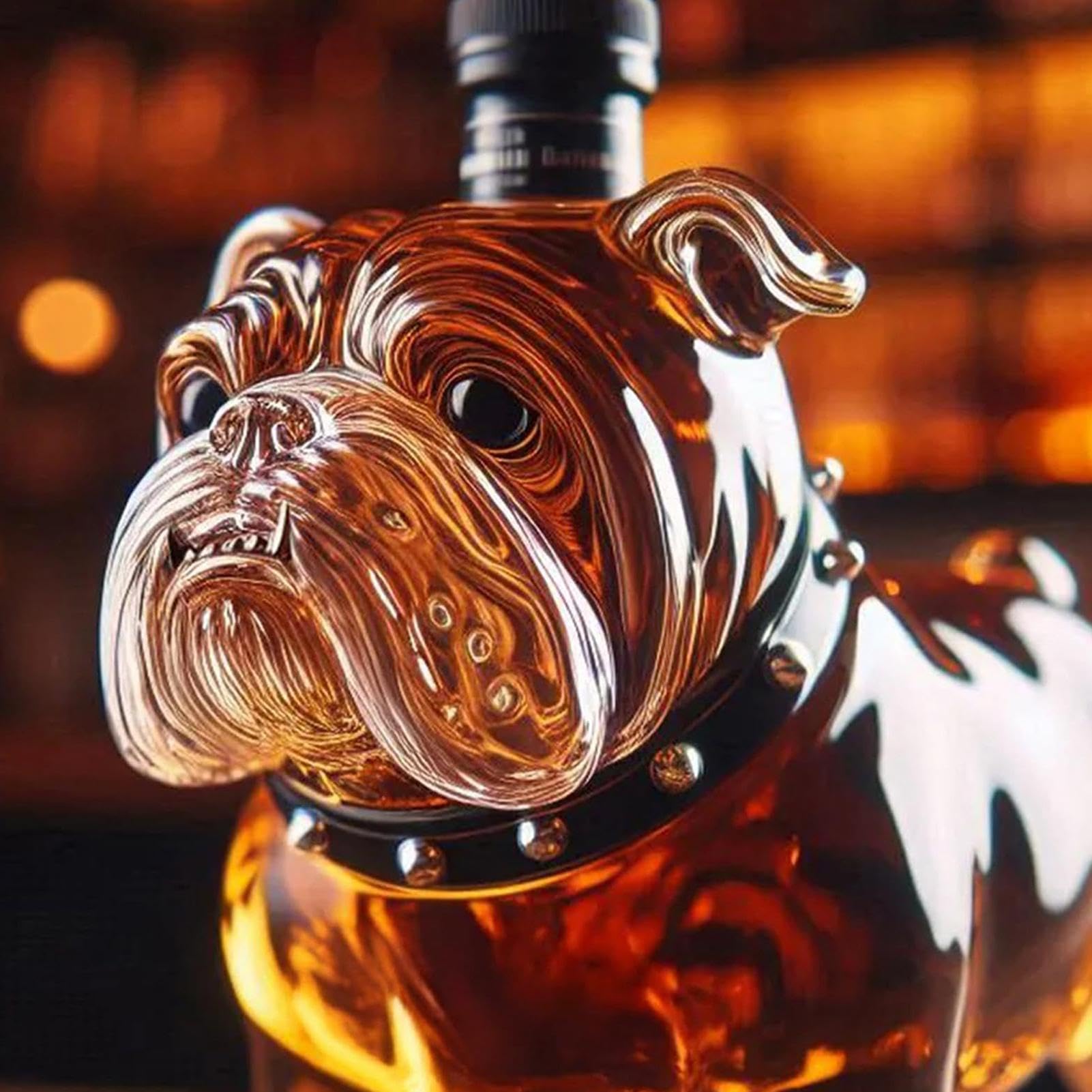 Karafka do whiskey w kształcie buldoga francuskiego, dużej pojemności butelka do whiskey, 15 cm szklany pojemnik na alkohol, kolekcjonerska karafka z kształtem psa, butelka do wystawiania w barze