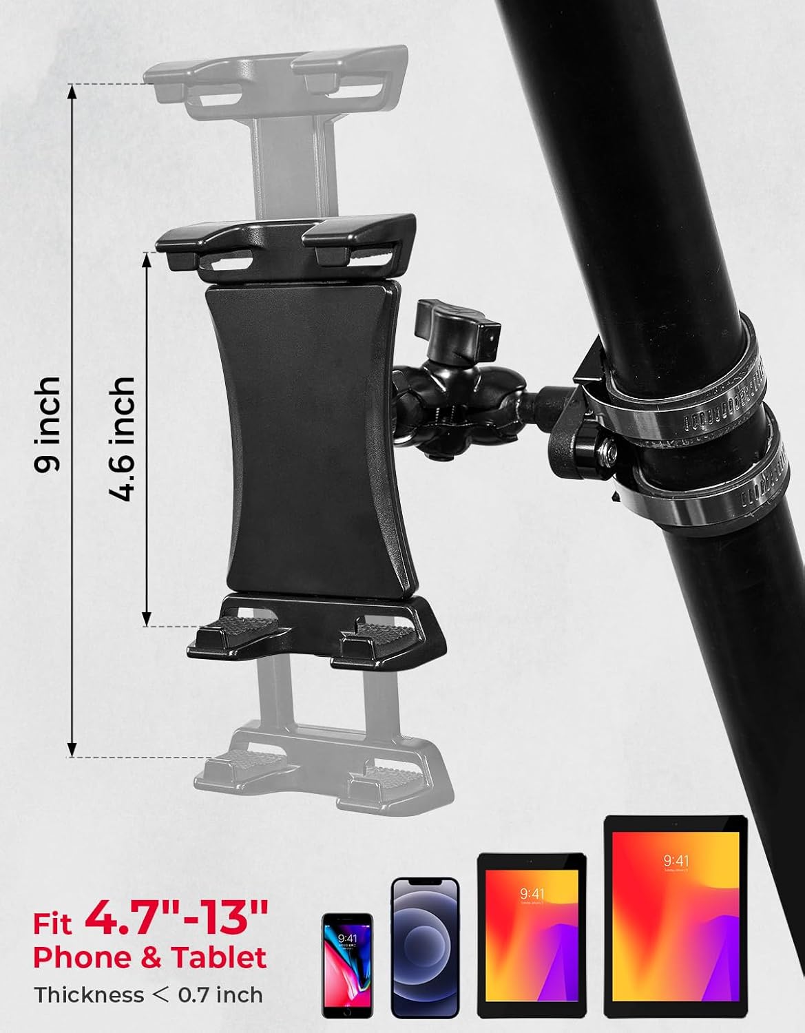 KEMIMOTO UTV Phone Mount ATV Holder, Fit 4.7"-13" Phone & Tablet, 360° Adjustable Heavy Duty, Compatible with Can-Am Maverick X3 Outlander Polaris RZR Sportsman Kawasaki Talon Viking