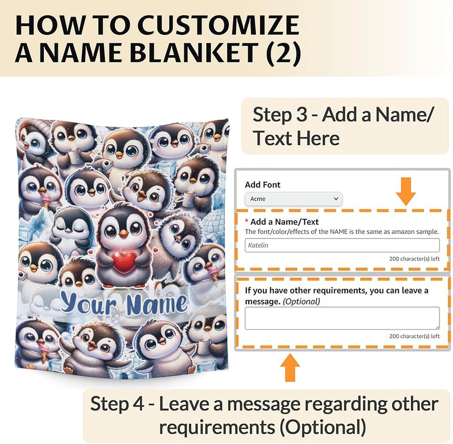 Personalized Penguin Blanket Gift with Name for Girls Boys, Soft & Cozy Throw Blanket for Kids Teens Adults, Custom 60 * 80 Inch Fuzzy Throws for Sofa Couch Bed