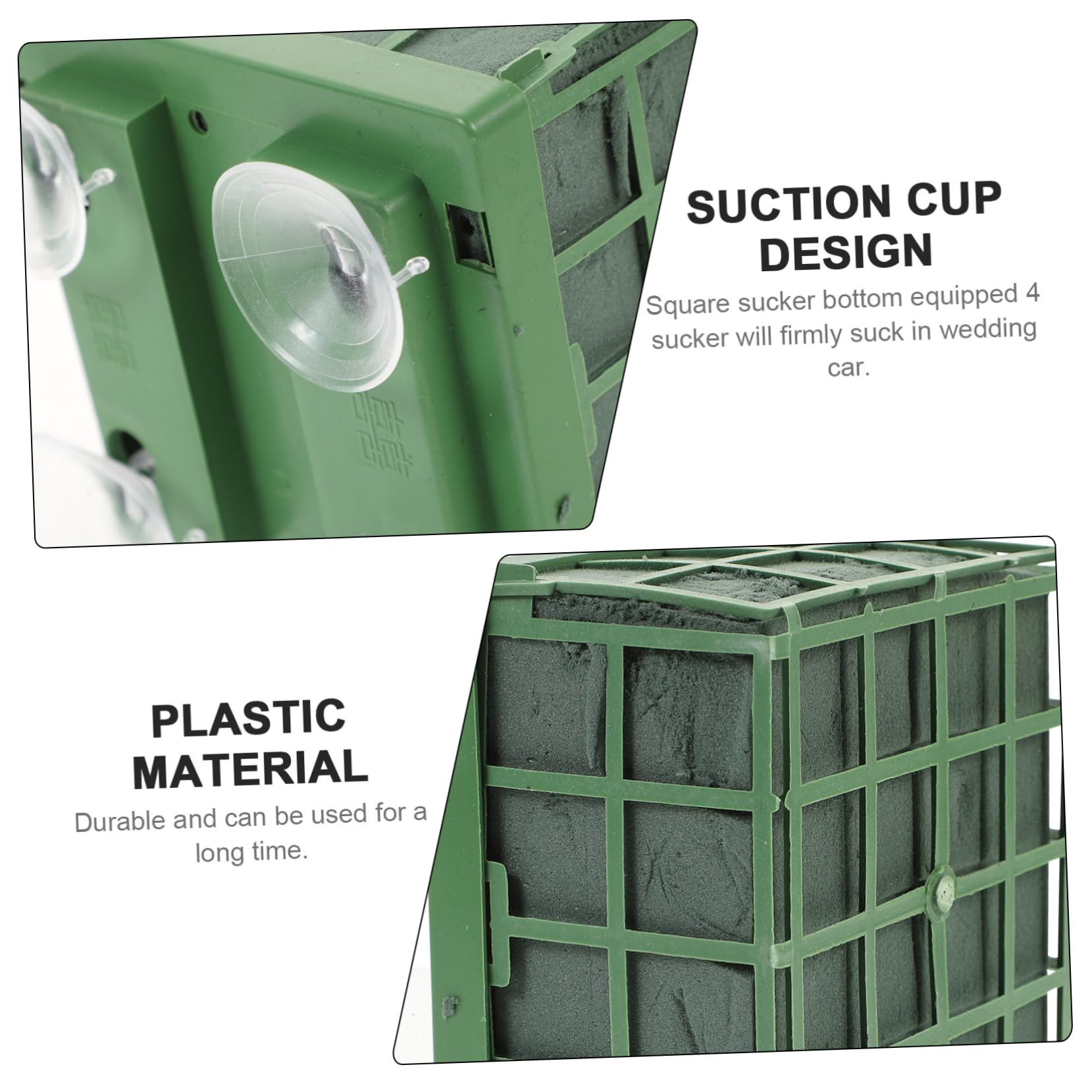 SEWACC Décoration de Voiture de Mariage Base à Fleurs en Plastique Vert Ventouse Voiture Mariage Lot de 3 Pièces, 4 Ventouses pour Fête | 4 Ventouses au Fond, Usage Mariage et Art Floral, Fournitures de Fête pour Voiture