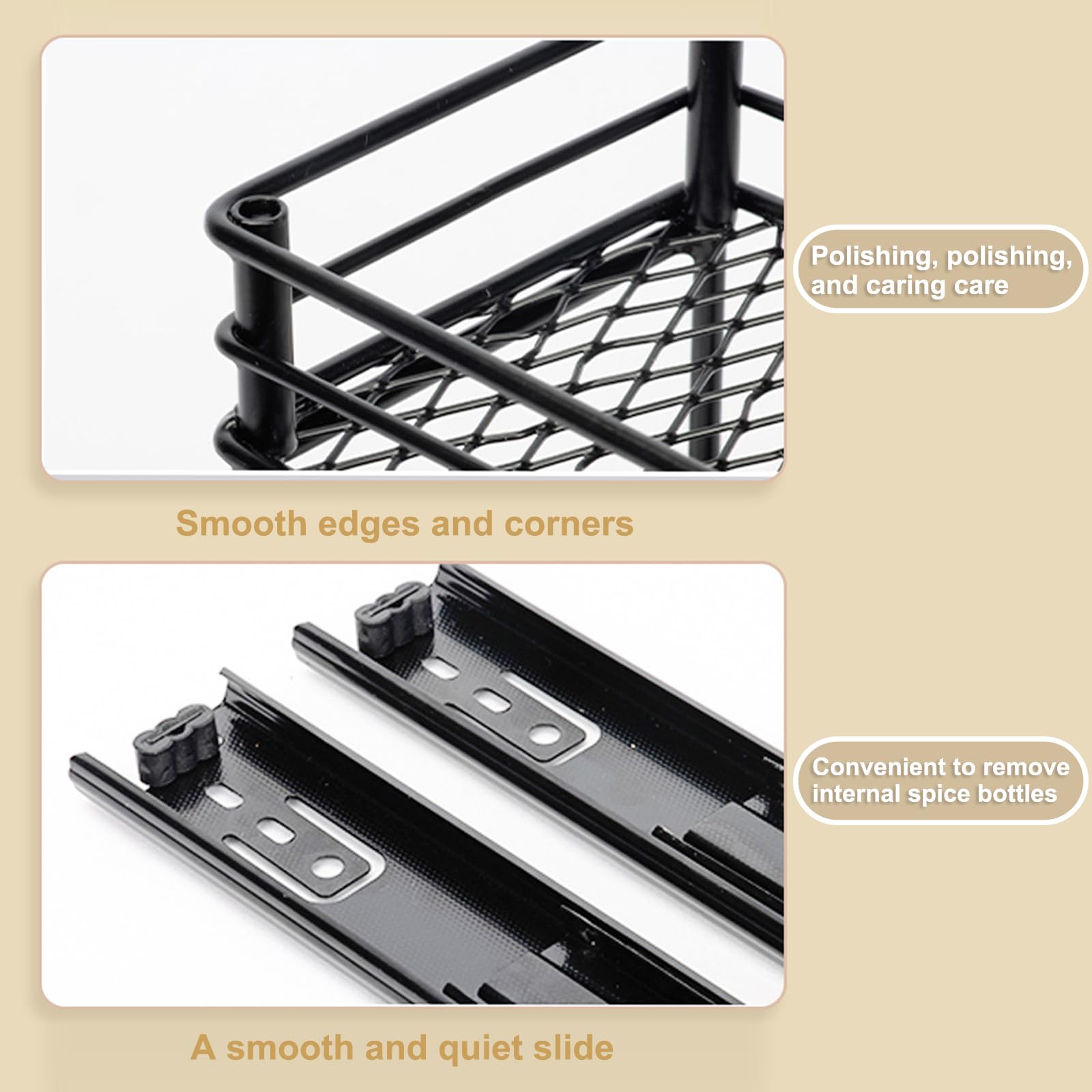 Estante de almacenamiento para debajo del fregadero, estante de almacenamiento de cocina, estante de especias extraíble, estante de almacenamiento de gabinete, adecuado para cocina, baño, sala