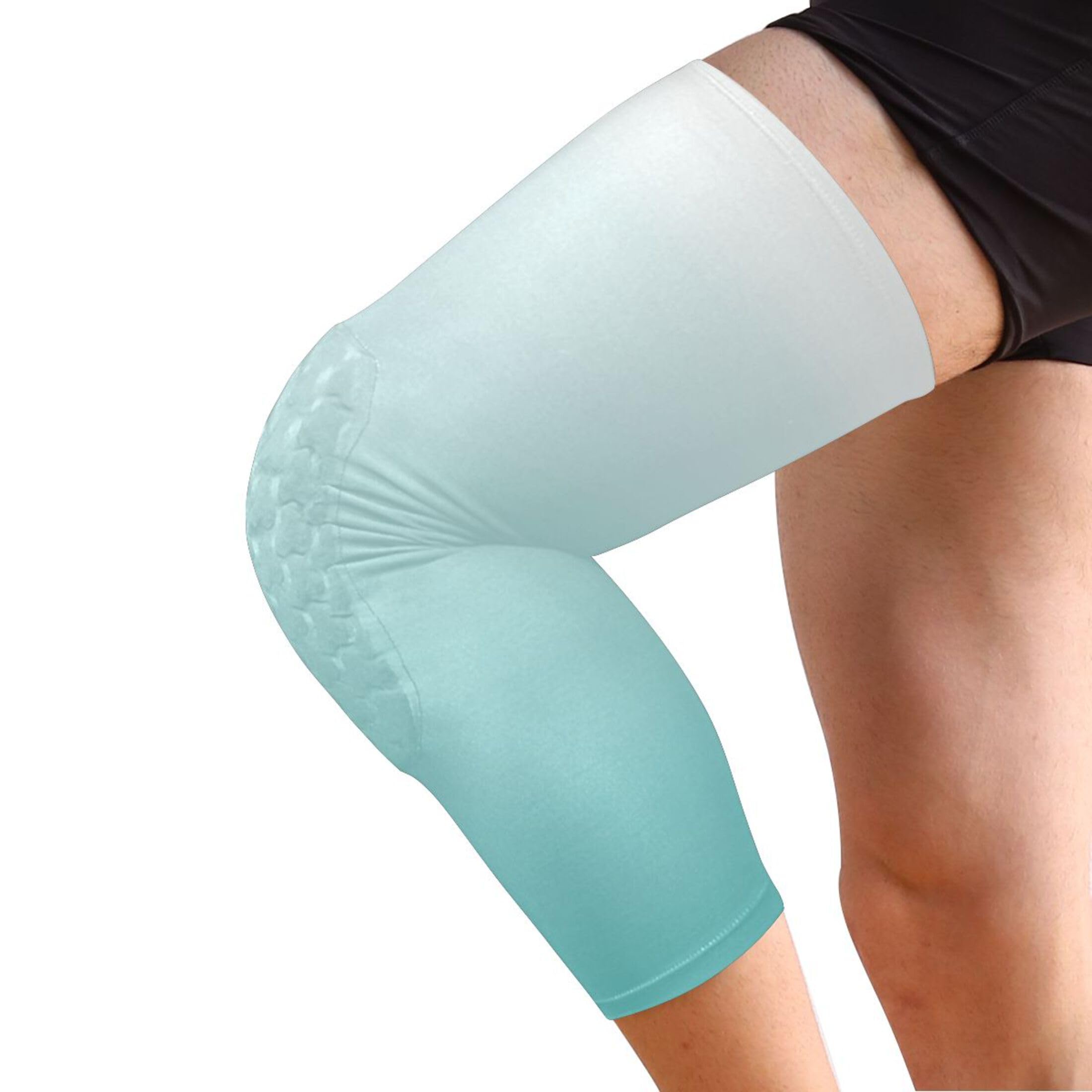Gradient Mint Green Sports Knee Pads Youth Volleyball Basketball Long Leg Sleeves Braces Compression Wrestling Youth/Kids & Adult Sizes