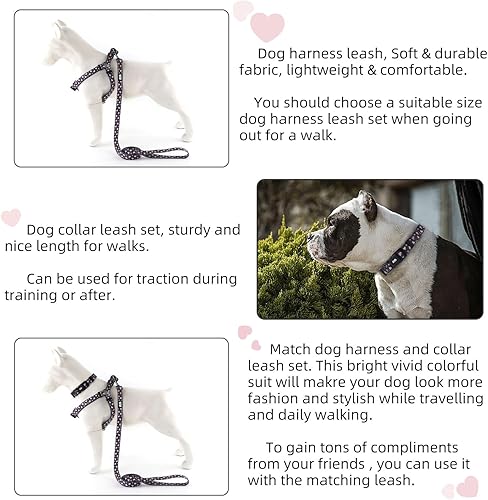 Miniatura 5 de QQPETS Arnés para perro con correa  sin tirones ajustable para mascotas, clip trasero halter, collar básico, resistente, correa antitorsión de 5