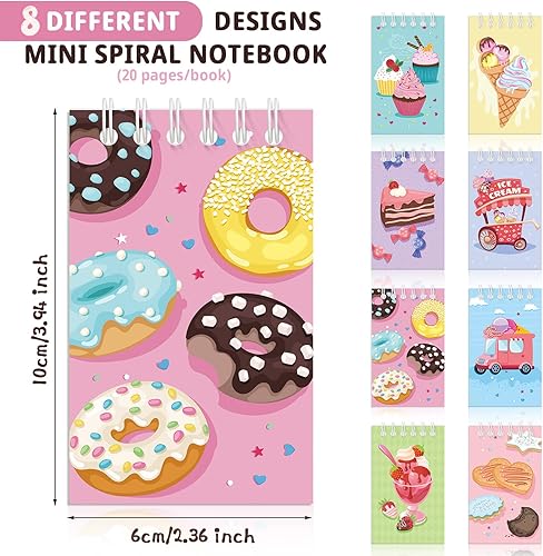 Miniatura 2 de Zonon Paquete de 24 mini cuadernos de helado en espiral, recuerdos de fiesta para niños, mini bloc de notas de helado, regalos a granel para regalos