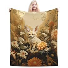 Fennec Fox Print Flannel Blanket Lightweight Soft Fleece Animal Throw Blanket for Sofa Bed Women Men Children, 60"X50"