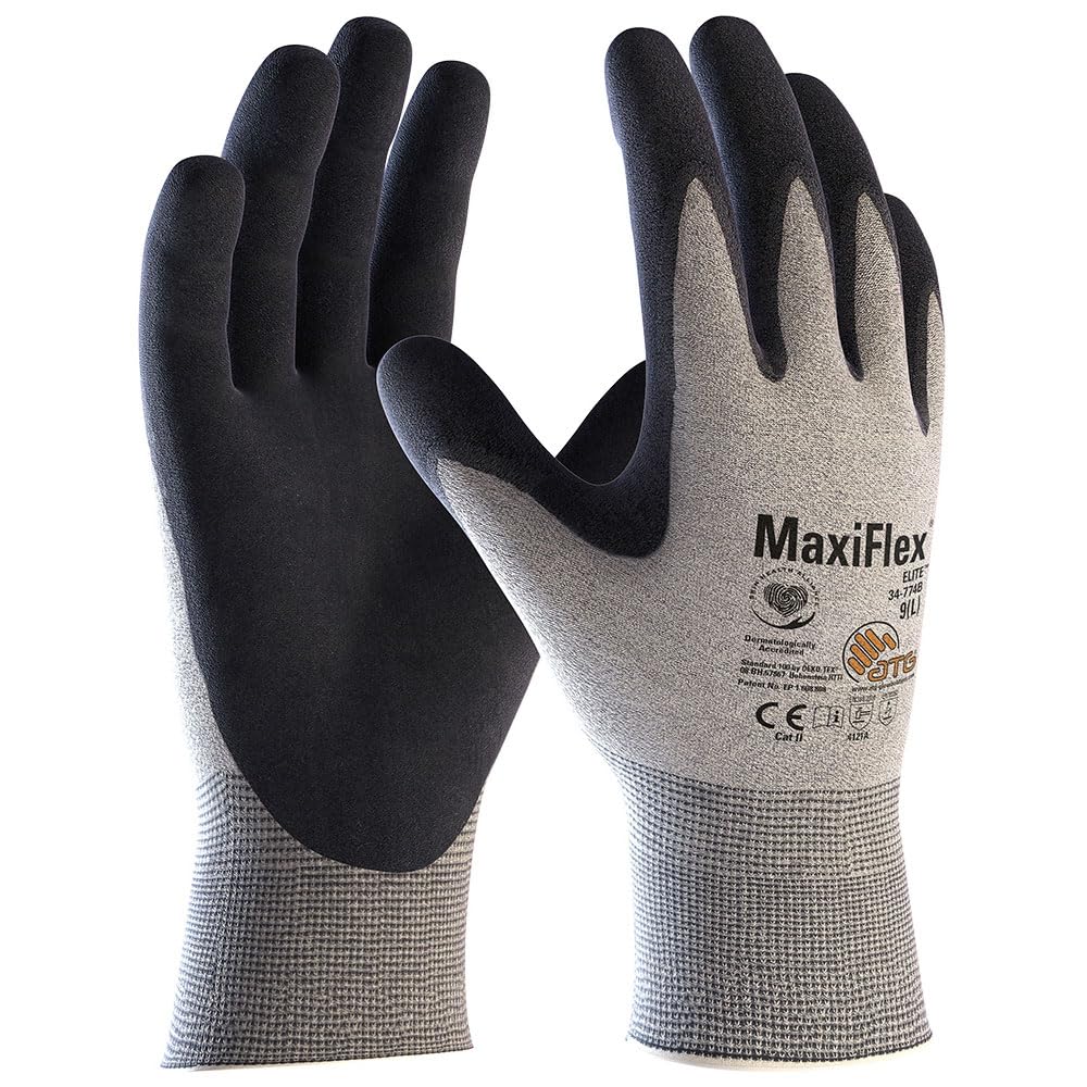 (12 Paar) ATG Handschuhe 34-774B Montagehandschuhe MaxiFlex Elite ESD 12 x hellgrau/schwarz 11