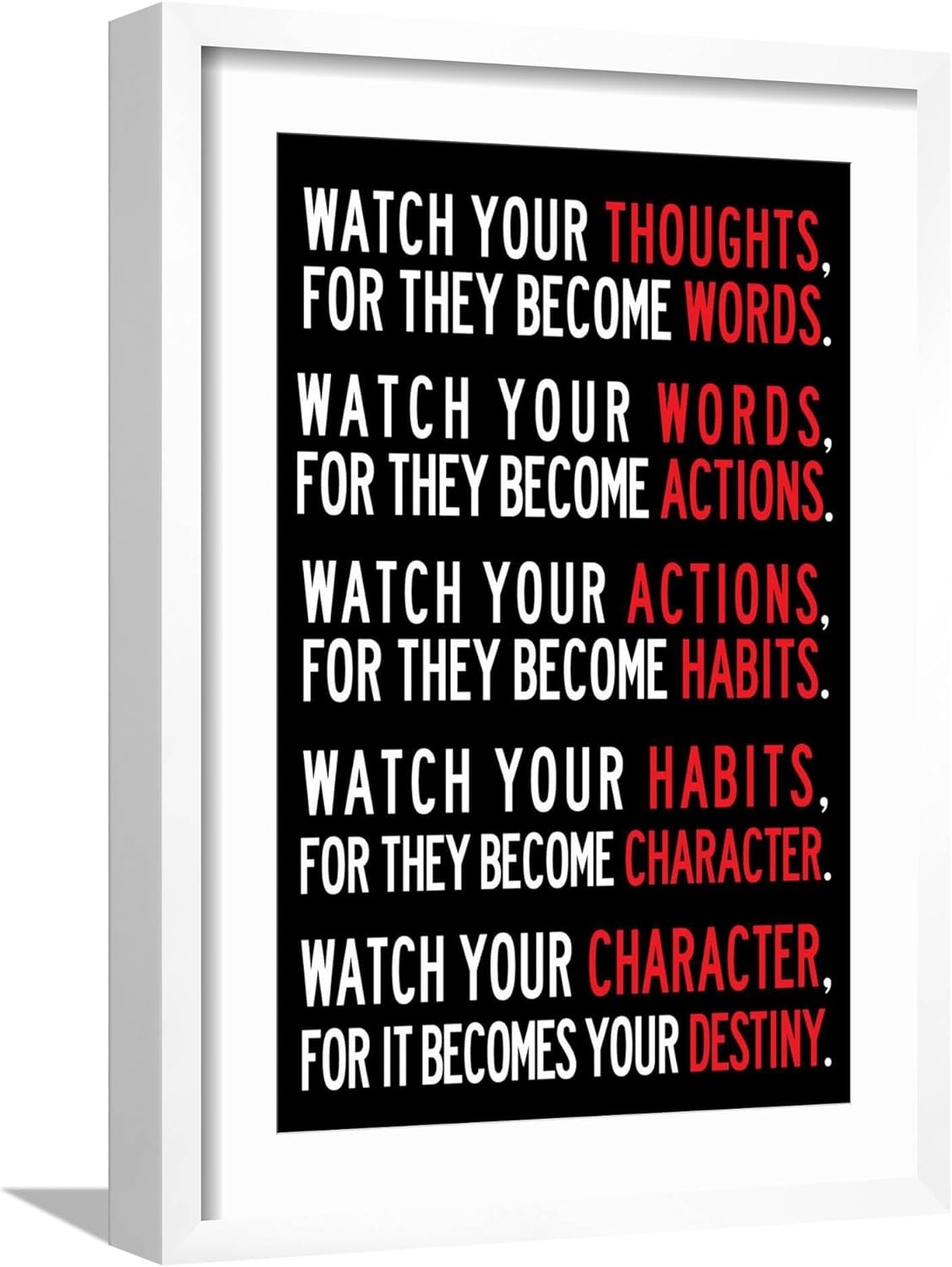 AllPosters Stretched Canvas Print Watch Your Thoughts Motivational Poster, 12x18