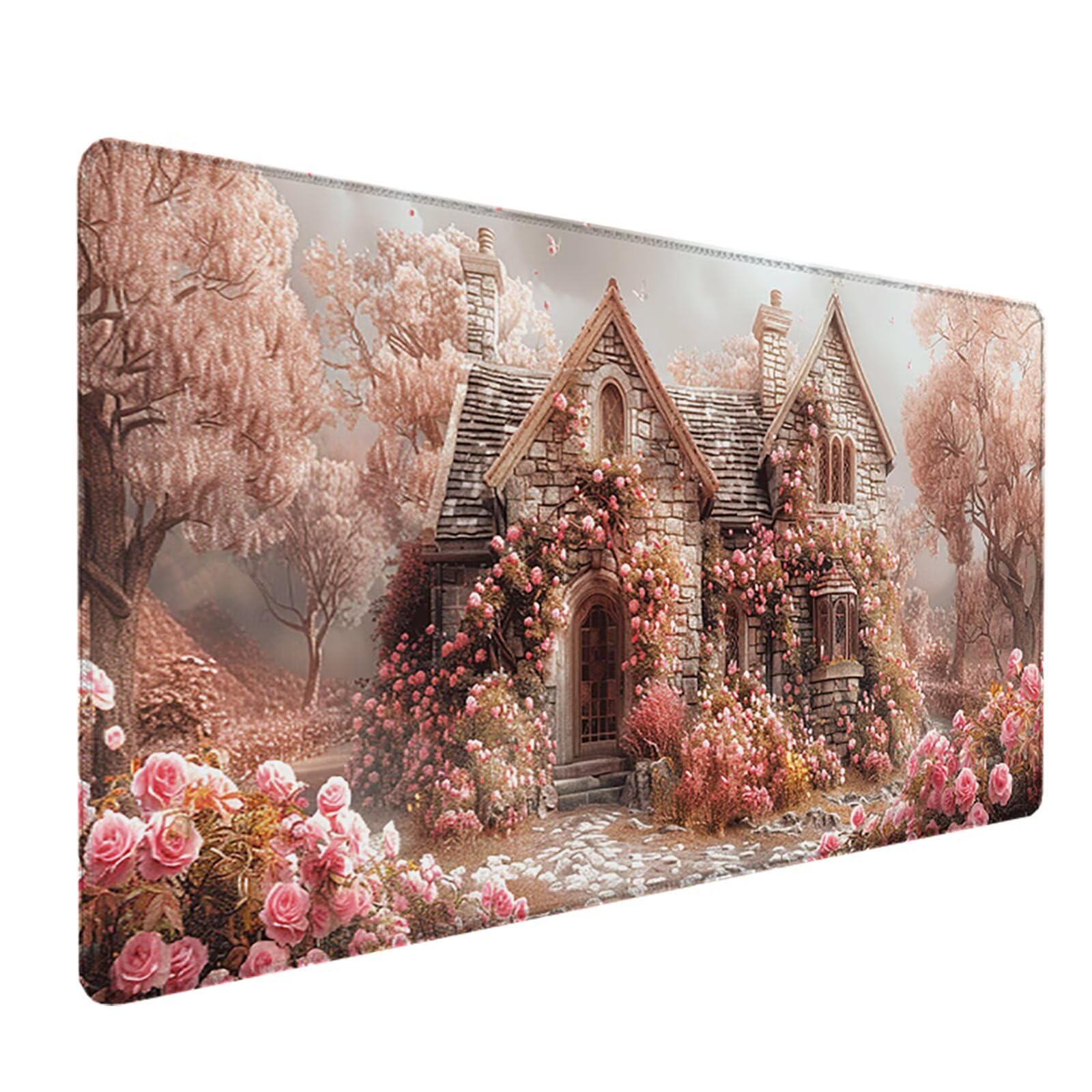 Casas Alfombrilla Ratón Gaming XXL 1500x800 mm, Alfombrilla Gaming Rosa Mousepad con Base de Goma Antideslizante, Impermeable Desk Mat para Teclado y Raton, Accesorios Gaming, Regalos de Hombre W-K