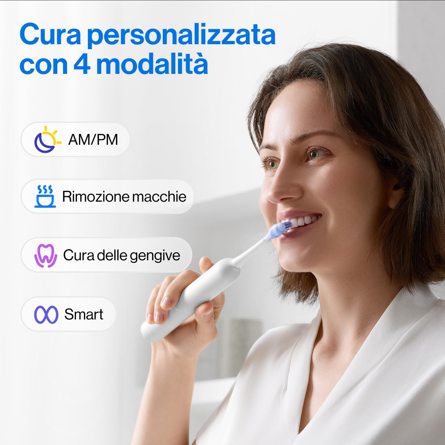 usmile Y20PRO Spazzolino Elettrico, Spazzolino Intelligente Alimentato da IA con Modalità Automatica AM/PM, 4 Modalità di Spazzolatura, Batteria da 90 Giorni, Controllo App, Mappa 3D in Tempo Reale, 2
