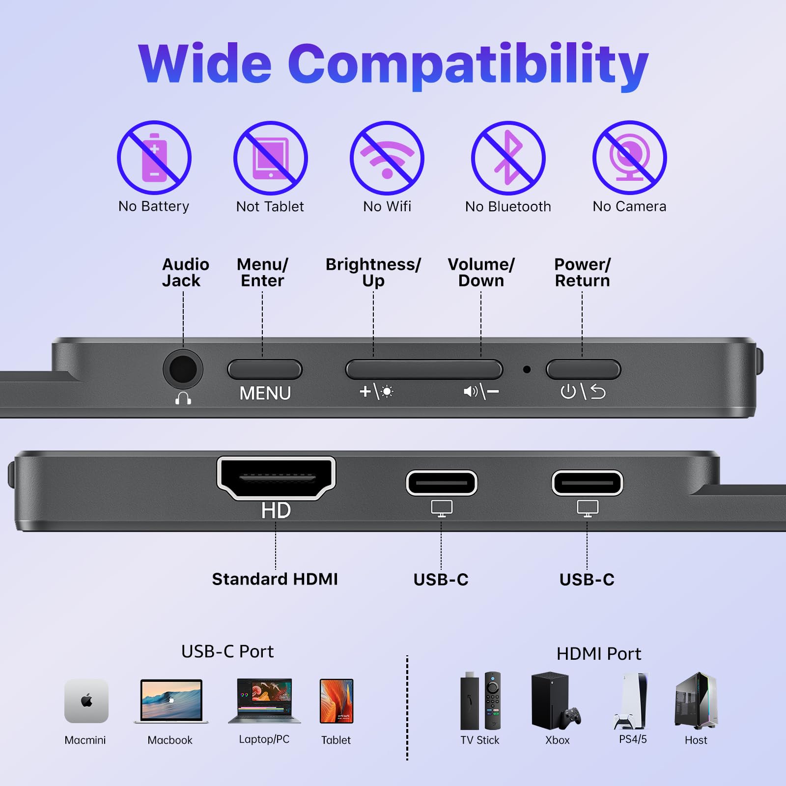 VisionOwl Monitor portátil de 15,6 pulgadas, pantalla táctil de 10 puntos 1080P FHD IPS, pantalla externa USB-C y HDMI, pantalla móvil con soporte integrado y cristal blindado para Mac, PC, PS5, Xbox