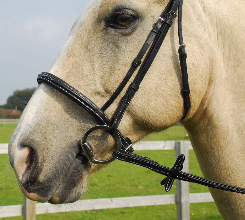 Rhinegold Elegance Stitched Cavesson Bridle-Full-Black Brida, Negro, Plein