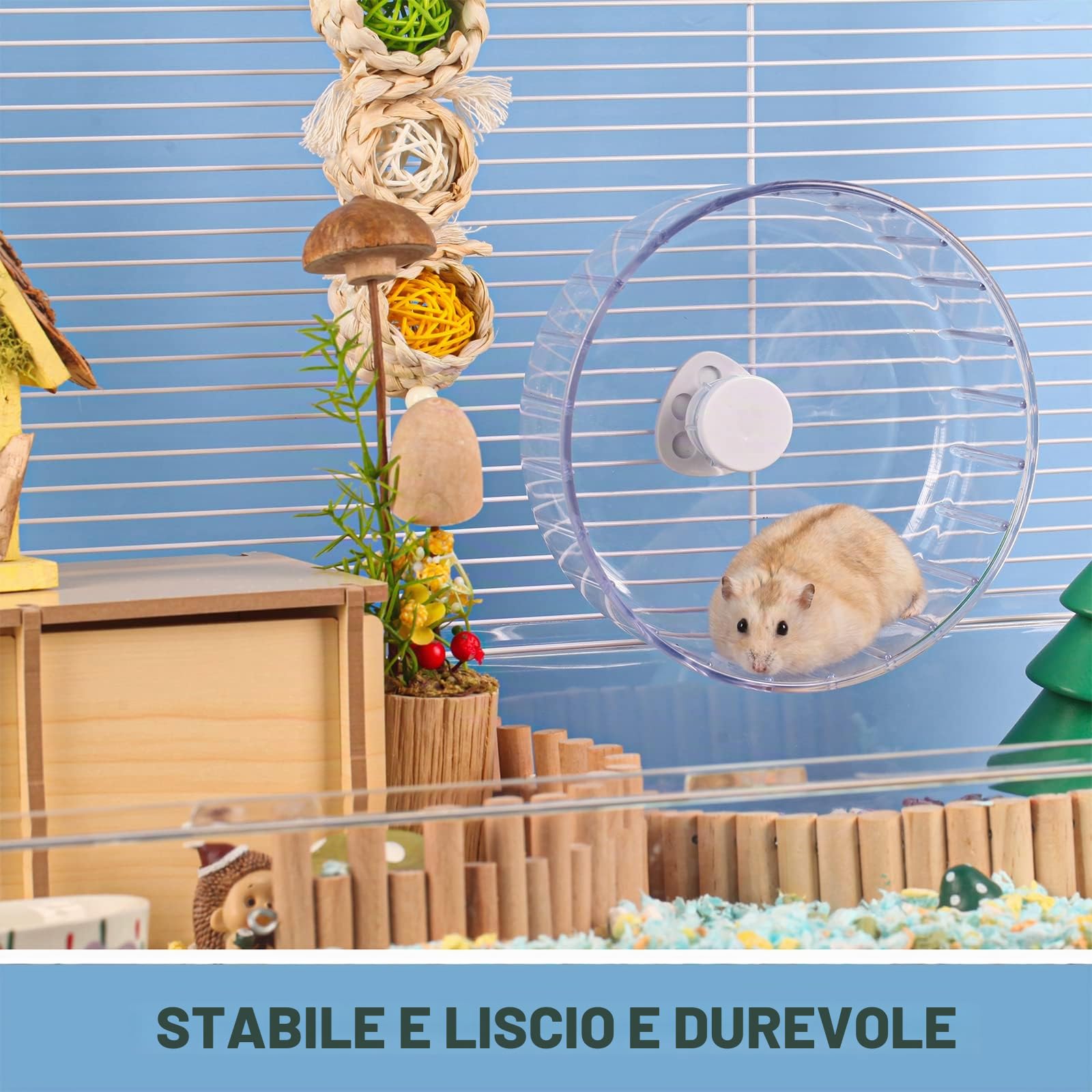 BUCATSTATE Ruota Criceto, 17cm Super Silenziosa Ruota da Corsa Trasparente per Criceti Piccoli Animali Domestici Criceto Gerbil