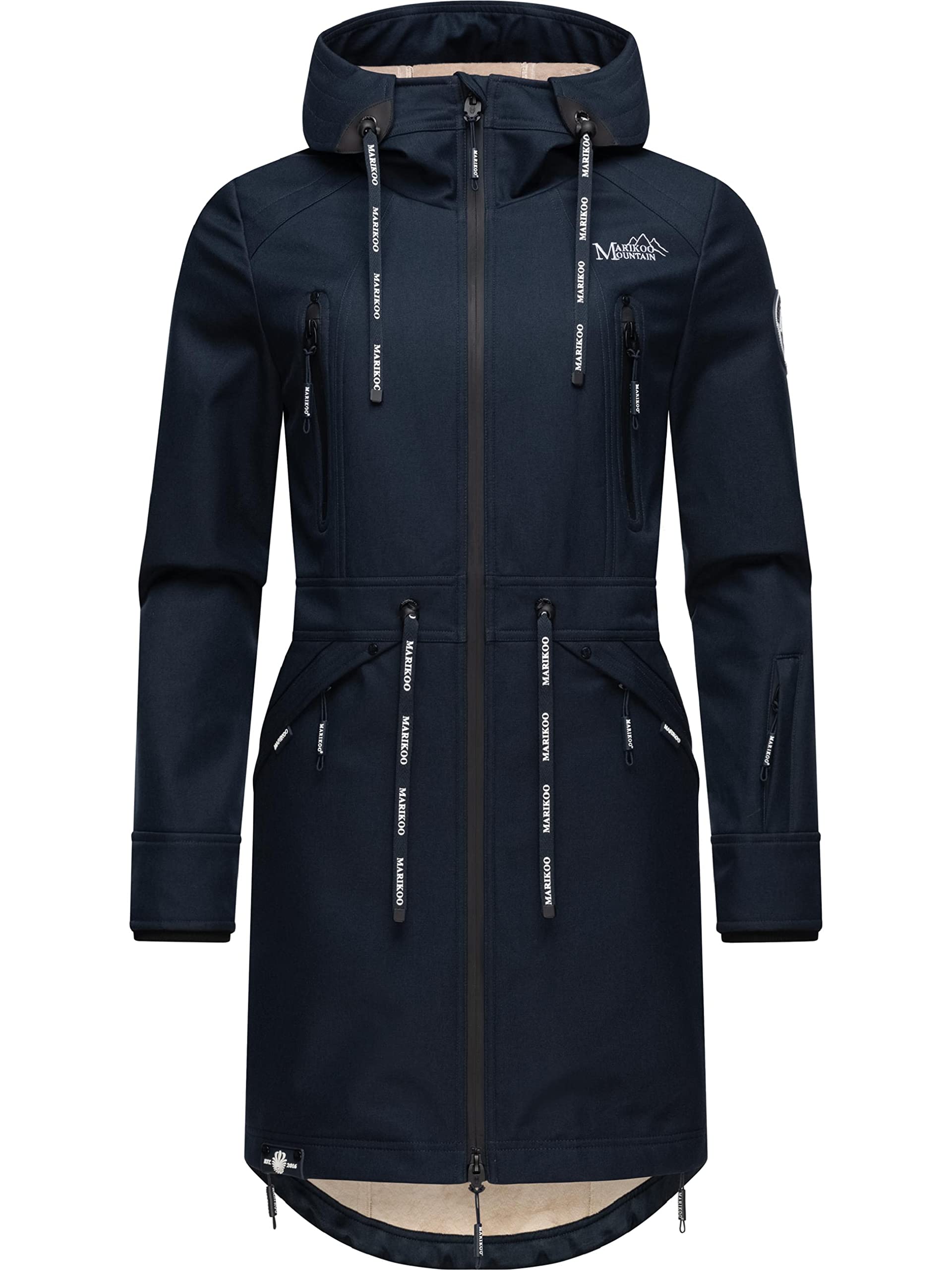 Marikoo Racquellee Women's Softshell Jacket Parka, Transition Jacket, Rain Jacket with Hood Navy 3XL