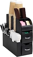 Vista 1 de Mind Reader Cup and Condiment Station, Countertop Organizer, Coffee Bar, Kitchen, Stirrers, 5.35"W x 11.25"L x 11.15"H, Black
