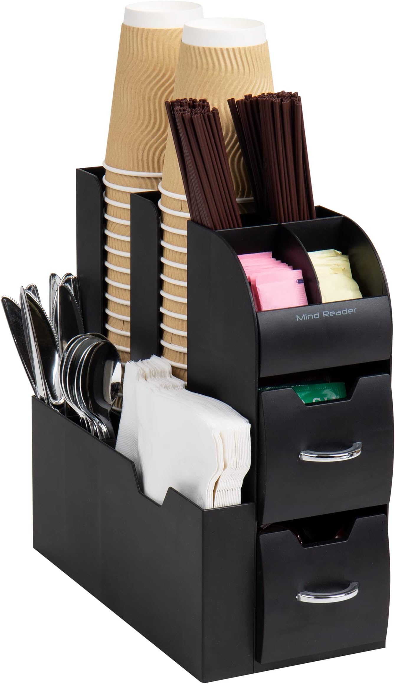 Mind Reader Coffee Condiment and Accessories Caddy Organizer, Black