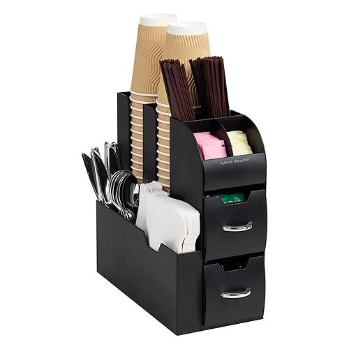 Mind Reader Cup and Condiment Station, Countertop Organizer, Coffee Bar,
