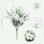 KHOYIME Artificial Flowers for Outdoor Decoration, 12PCS Faux White Petunias Silk Flower UV Resistant Realistic Floral Fake Plants for Outside Planter Garden Porch Yard Spring Summer Home Indoor Decor