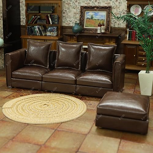 Miniatura 2 de iLAND Muebles de casa de muñecas, juego de sofá seccional en miniatura para decoración de casa de muñecas, accesorios a escala 112, sofá moderno de