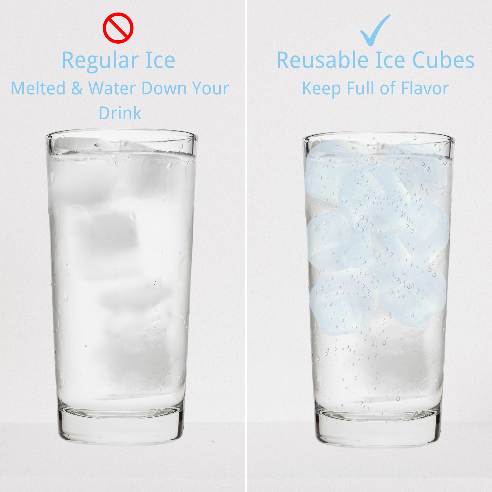 Reusable Ice Cube with Lid & Bin, 60 Pack Plastic Ice Cubes for Drinks BPA Free, Refreezable Square Ice Cubes for Water Bottles, Whiskey, Vodka, Coffee, Cocktails, Beer or Wine