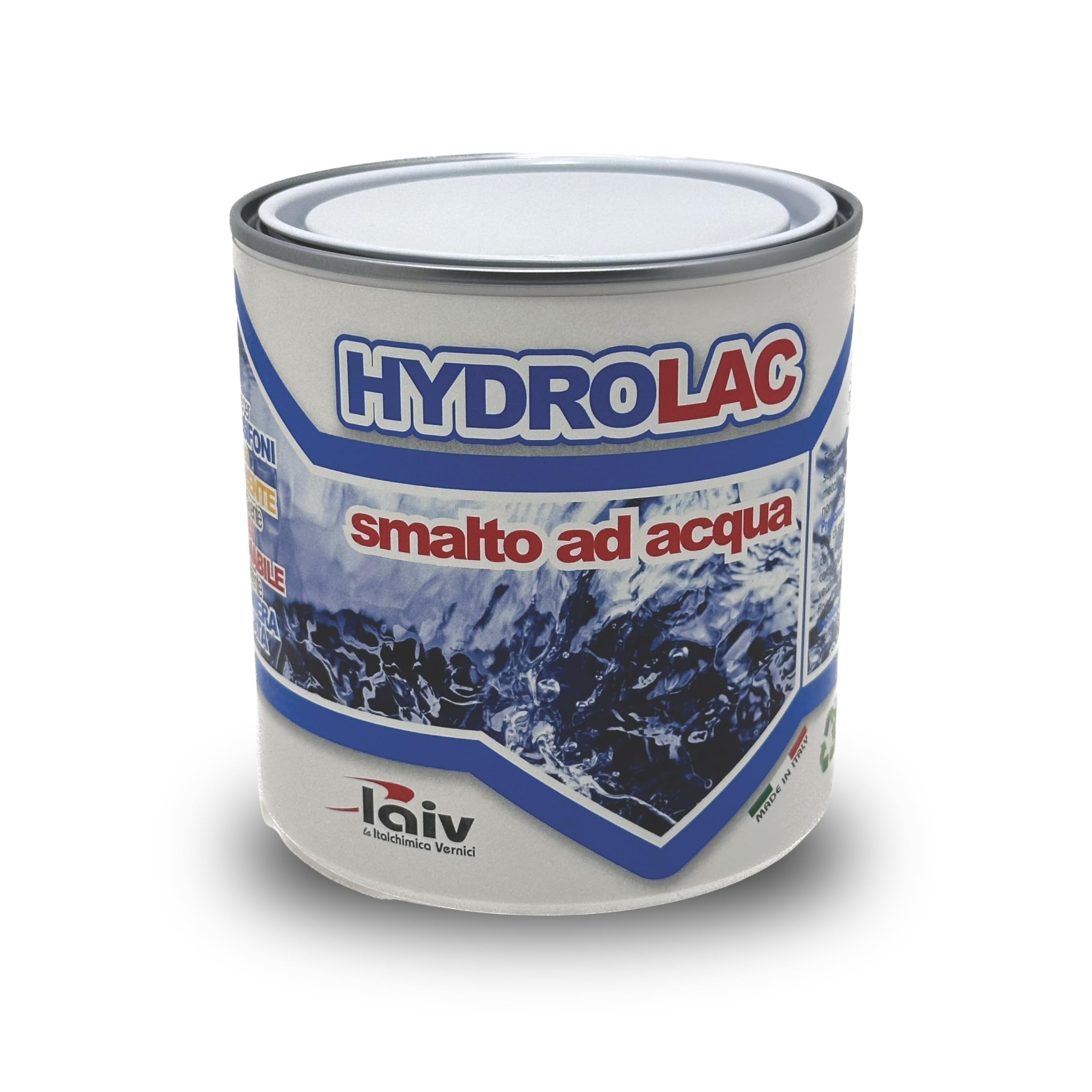 laiv Smalto Acrilico all'Acqua per Interni ed Esterni – 2,5 LITRI - Inodore, Rapida Essiccazione, Non Infiammabile – Uso Professionale Ecologico - Hydrolac - Nero Satinato