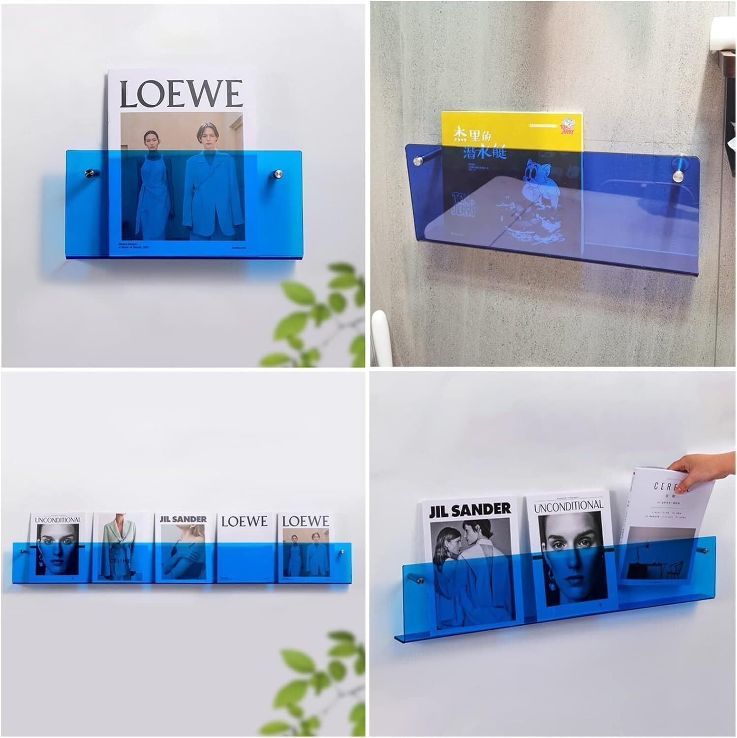 アクリル製？ マガジンラック ブルー 透明 ブックスタンド アクリル製？ マガジンラック ブルー 透明 ブックスタンド