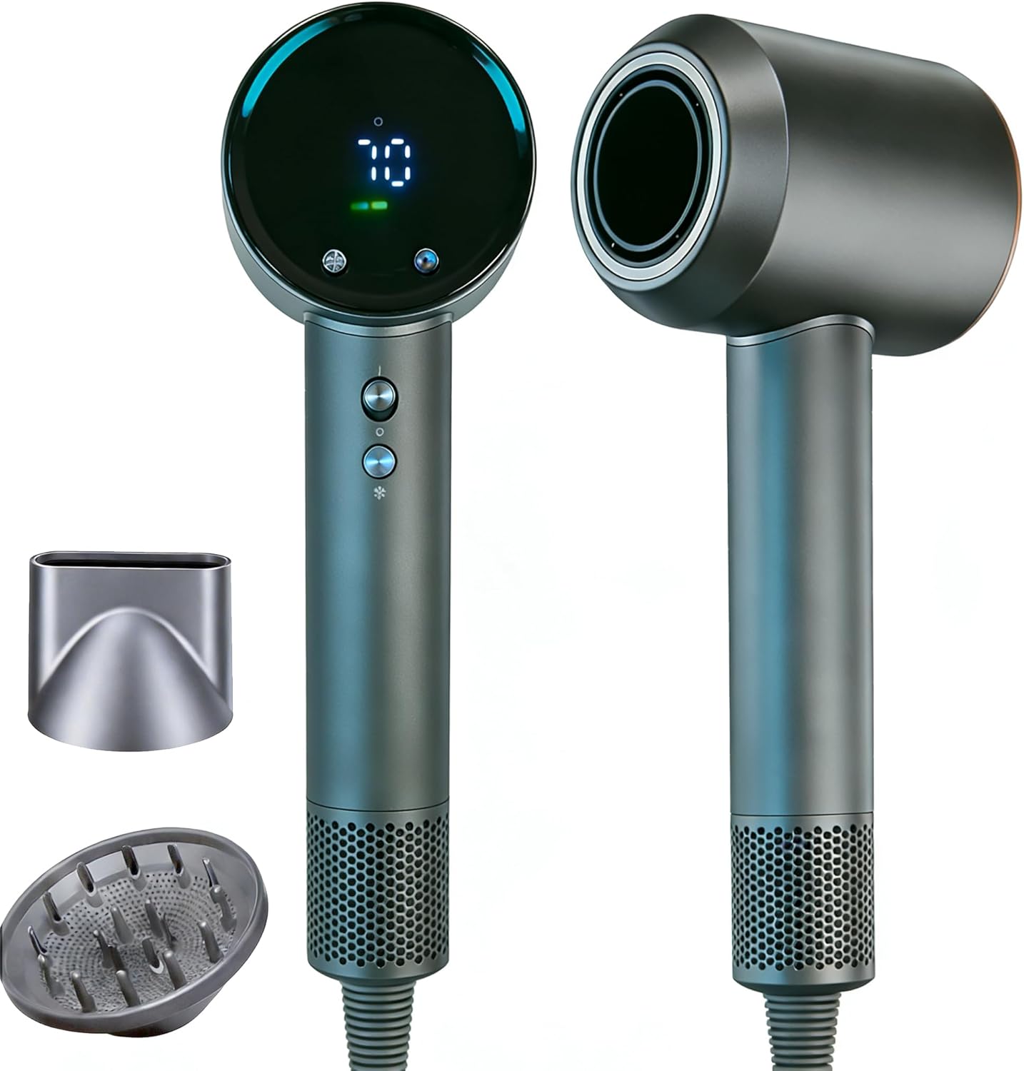 STFF ion Hair Dryer 110000 RPM brushless Motor with Blow Dryer Diffuser,1400W Ultra-Fast Dryer,Ultra-Ligh, Low Noise,Intelligent LCD Display,for Women/Girls