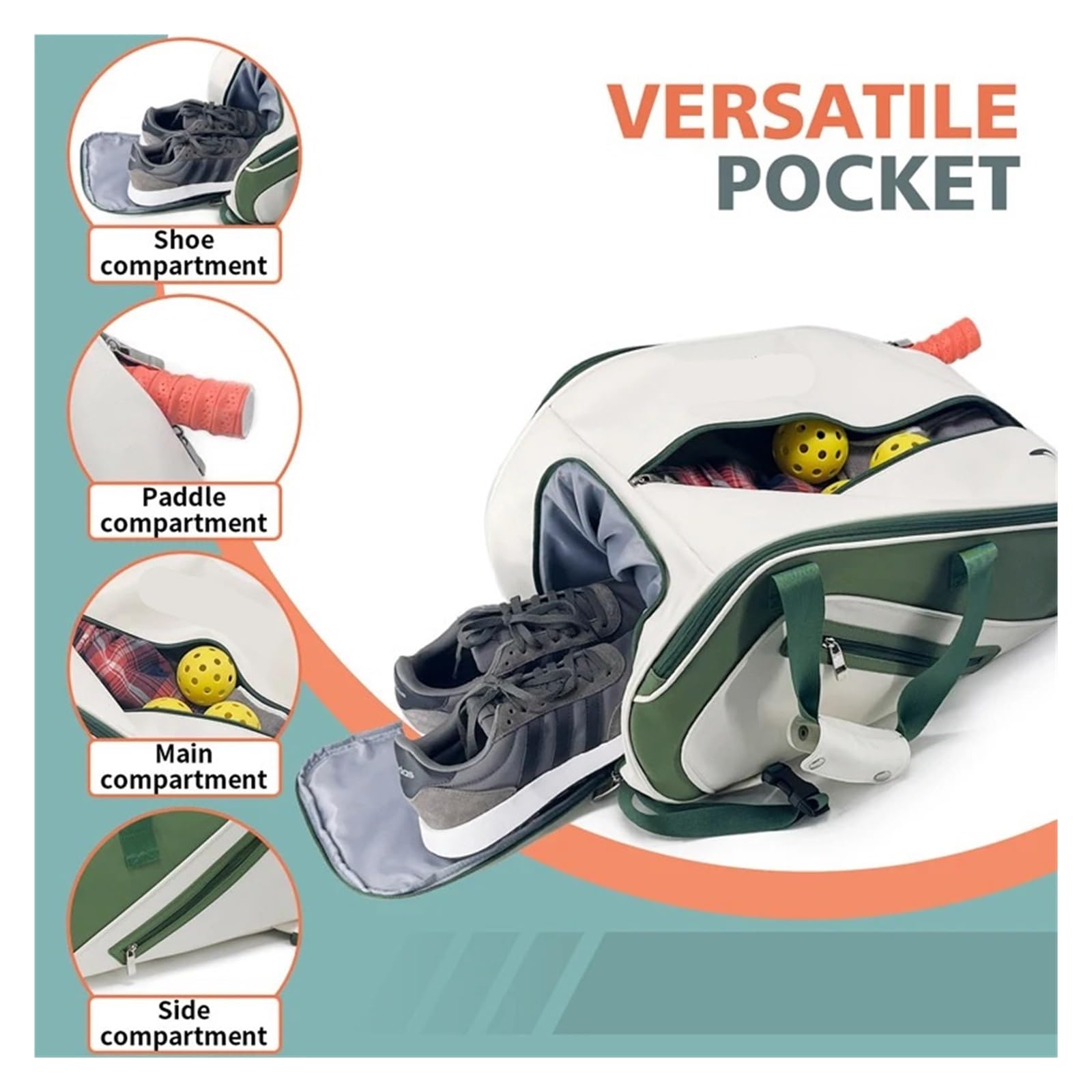 Bolsa de Tenis Bolsa de Tenis, Mochila for Raqueta De Tenis Profesional Grande Padel Squash Bádminton Zapato Bolsillo Multicolor