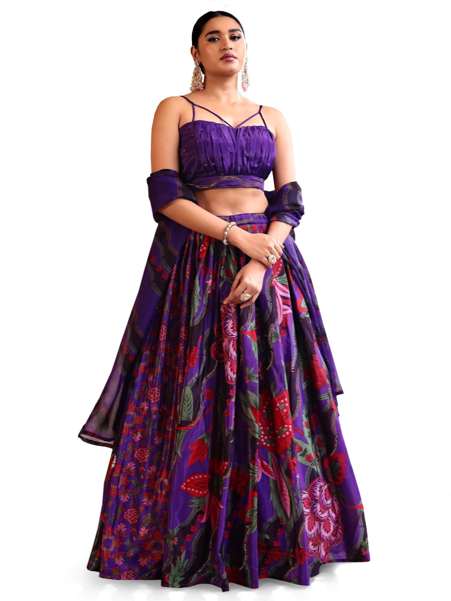 purvaja Women's cotton Lehenga Choli Semi-Stitched-picture-24
